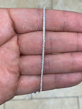 Adjustable 925 Sterling Silver Sparkle Glitter Margarita Twisted Rock Chain 2.00mm Necklace, Real 925 Sterling Silver, Diamond Cut